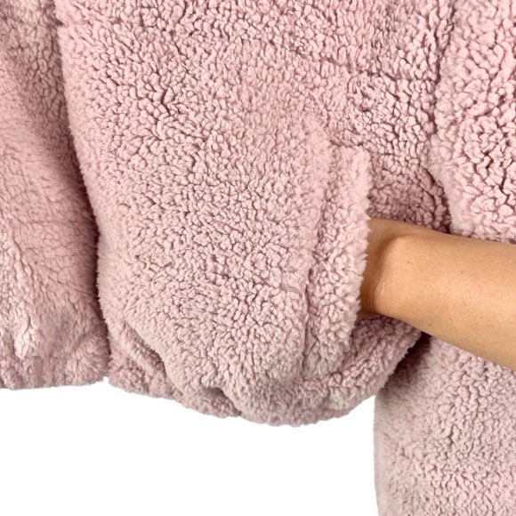Streetwear Society Sherpa Teddy Pink Crop Jacket Size L, Oversized Kawaii Fluffy - Picture 6 of 13